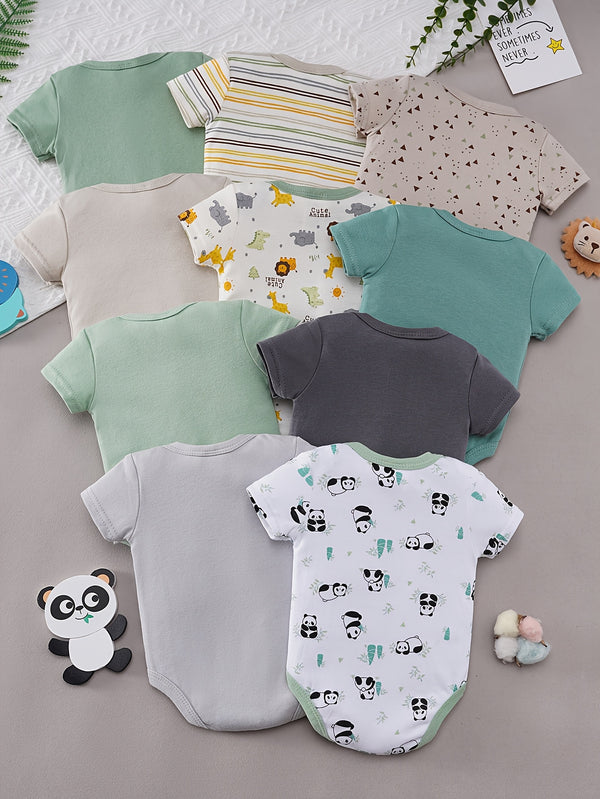 Baby Boy Cartoon Panda Giraffe Elephant Print.