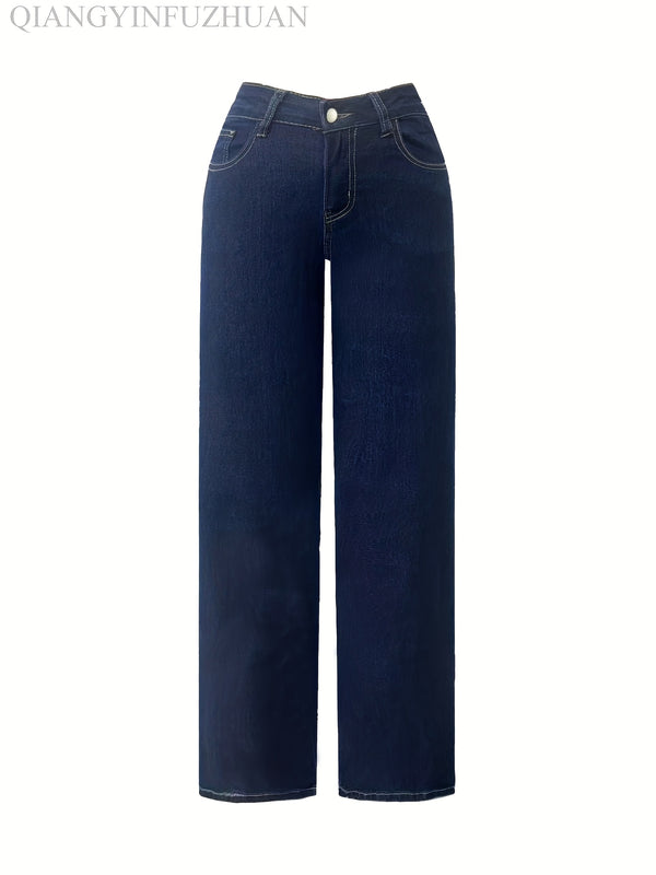 Ladies Loose Wide-Leg High-Waisted Elastic Comfortable Straight-Leg Long Pants.