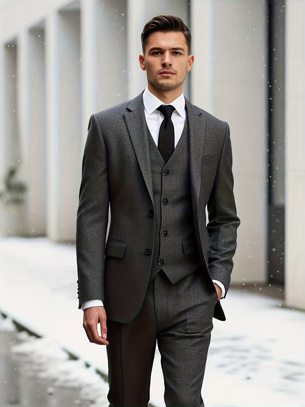 Men's Three-piece Suit Set, Including a Vest, Trousers.