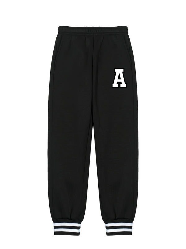 2pcs Boys Winter Warm Letter 'A' Print Baseball Jacket & Pants Suit.