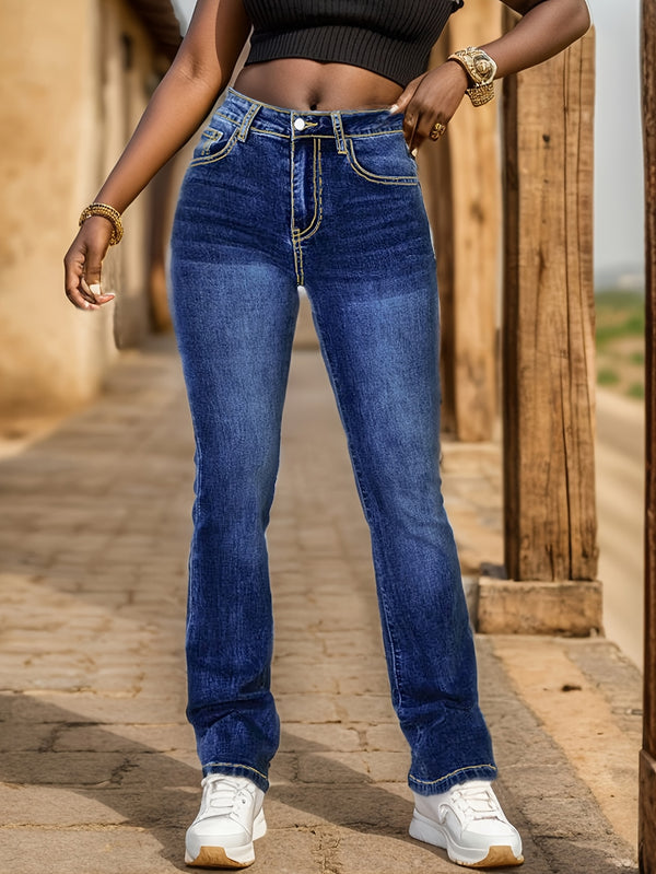 New Women's Elastic High Waist Smooth and Soft Denim Pants.