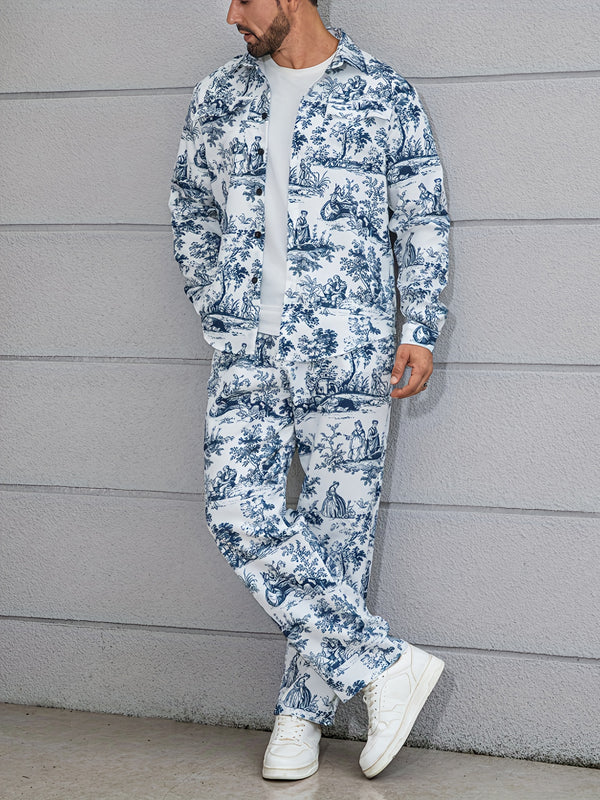 Men's Workwear Set Featuring Long Sleeves with Cuffs.