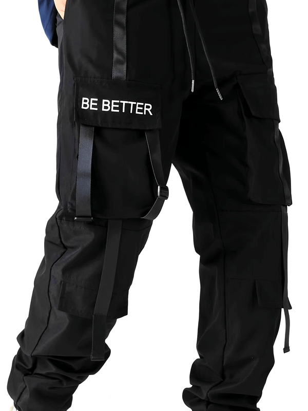 Men's Casual Work Pants with Letter Prints.