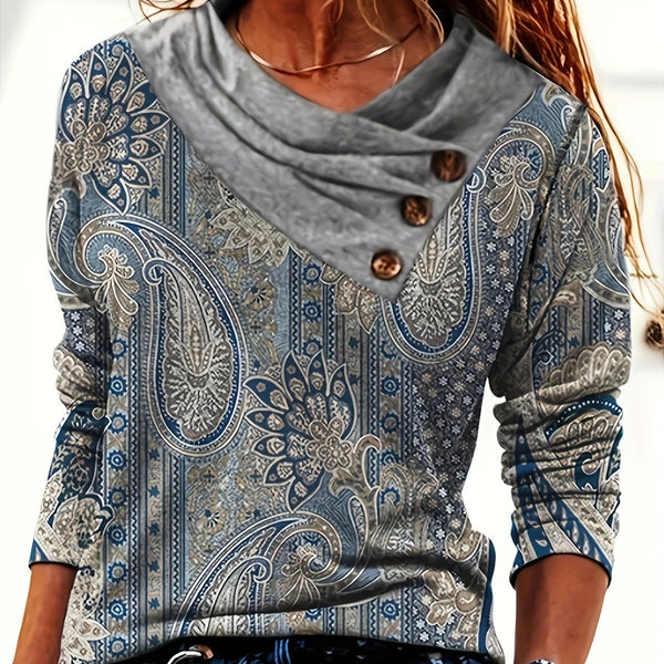 Women's Elegant Floral Print Long Sleeve.
