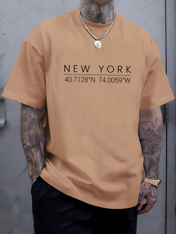 Plus Size Men's Summer Short-Sleeve Graphic Print T-Shirt.