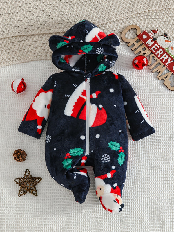 Infant Autumn And Winter Onesie for Boys And Girls, Hooded Outdoor Outfit.