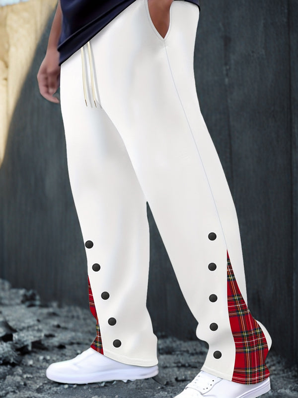 Men's Cuffed Button-tab Trousers, Stylish Sport Casual Pants.