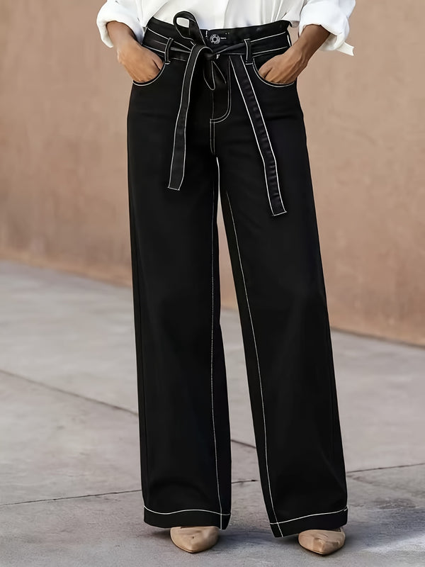 Women's High-Waist Black Wide-Leg Jeans.