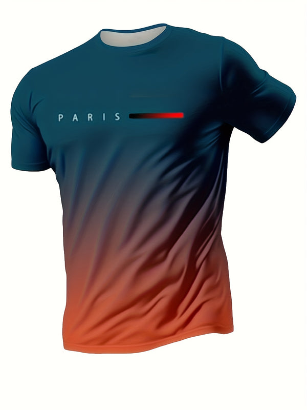 Set of 3 Vibrant Gradient Short-Sleeve Crew Neck T-Shirts for Men.