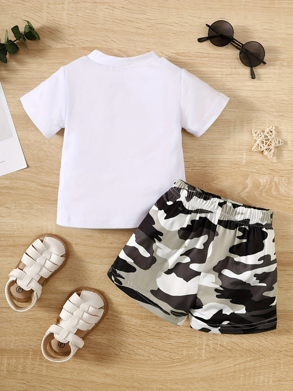 Boys' Printed Short Sleeve Top and Pants Set.