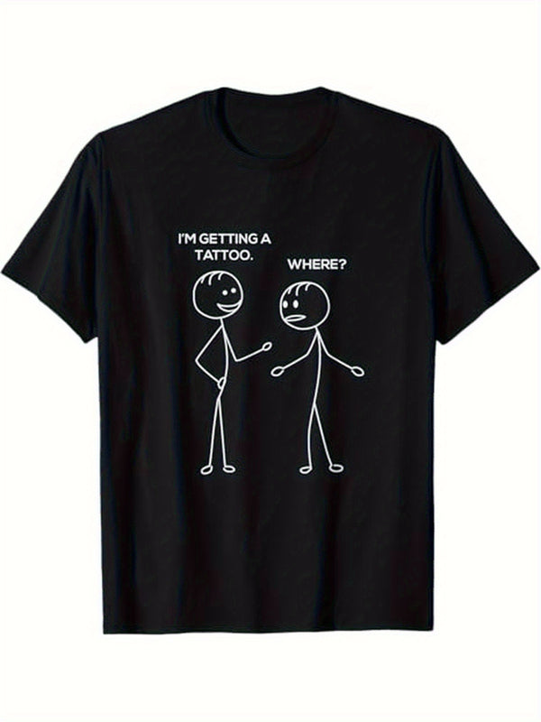 Men's Funny Stick Figure Graphic T-Shirt.