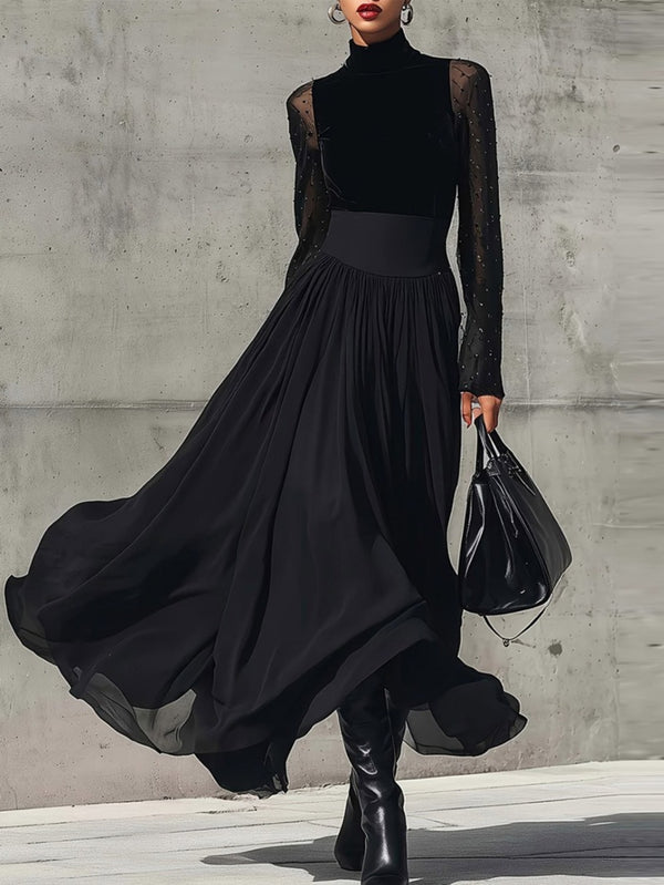 The Latest Luxurious Solid Color Half-Length Dress for Women.