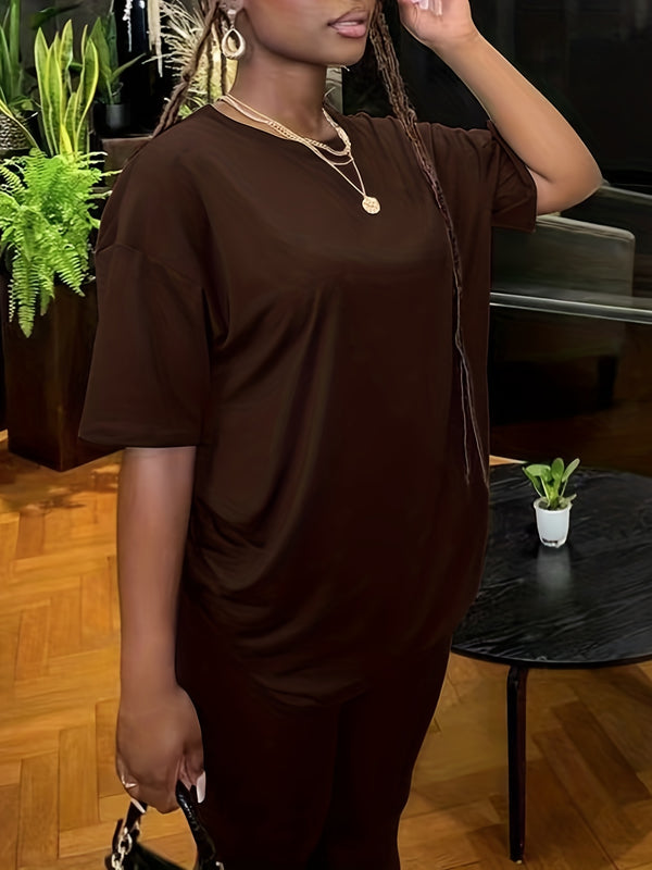 Womens Cross-Border Foreign Trade Loose T-Shirts, Long Wide-Leg Pants.