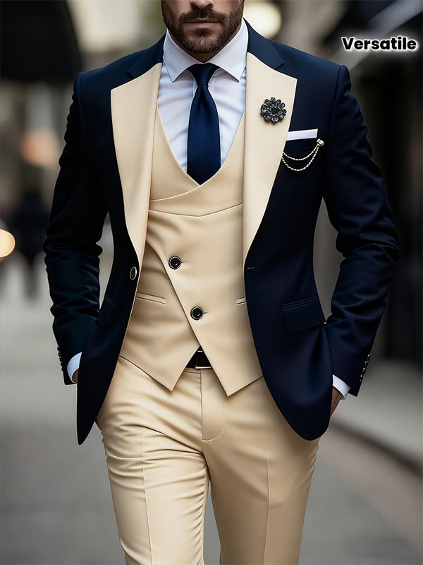 Men's Three-Piece Suit Set, Business Formal Wear.