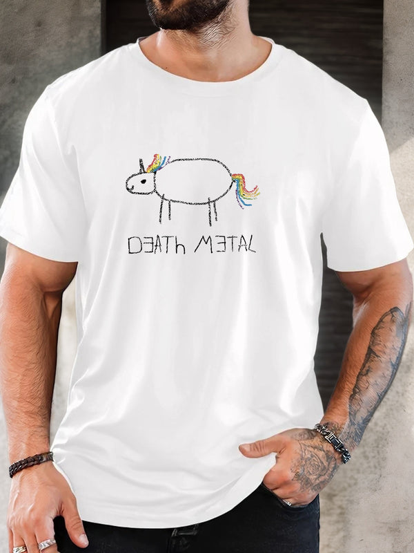 Men's Short-Sleeve T-Shirt with a Unicorn Pattern for Summer Casual Wear.