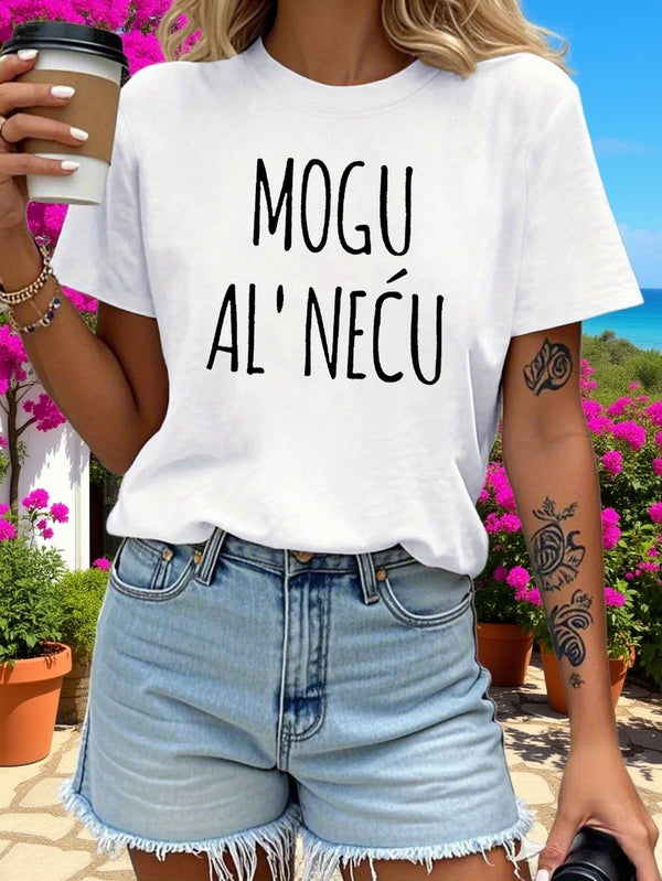 Women's Spring - Summer Short - Sleeve Crew - Neck Casual T-Shirt.