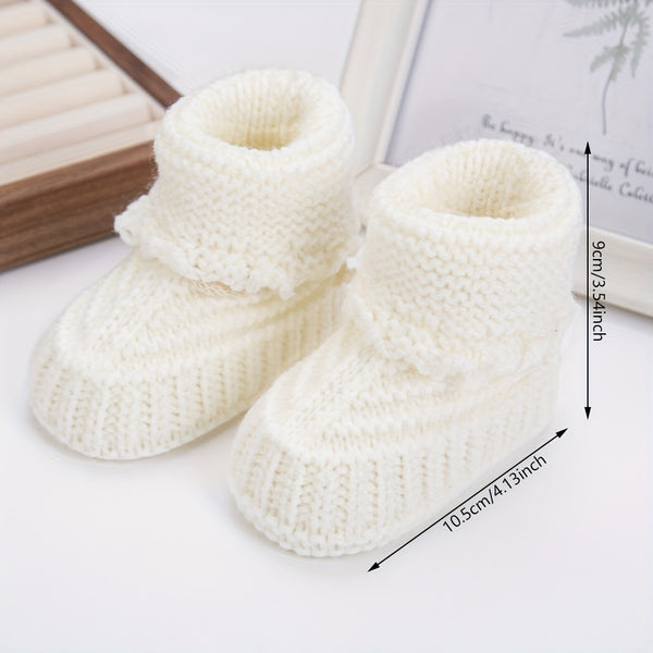 2Pairs/Pack 0-12m Baby Knit Socks Solid Crochet Walking Socks.