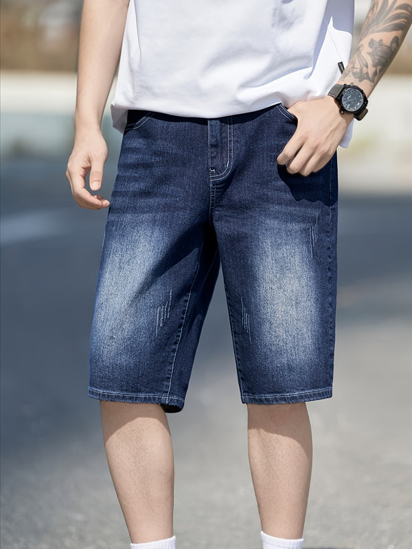 Relaxed And Comfortable, Thanks to The Stretchy Fabric. Straight-Leg Denim Shorts.