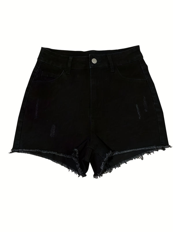 Solid Color Fashion Denim Shorts Casual.