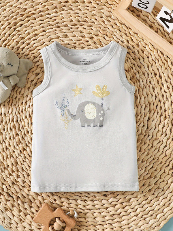 3pcs Spring/summer Newborn Baby Boy Sleeveless T-shirt Set.