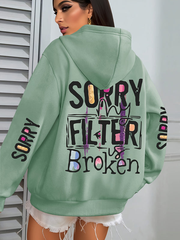 Women’s Sorry Slogan Print Hoodie.