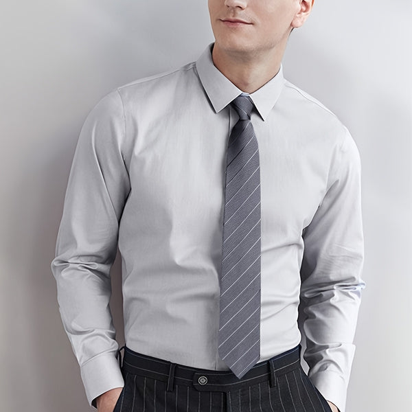 6pcs Men's Solid Color Polyester Zipper Striped Tie Set, Classic Vintage Business.