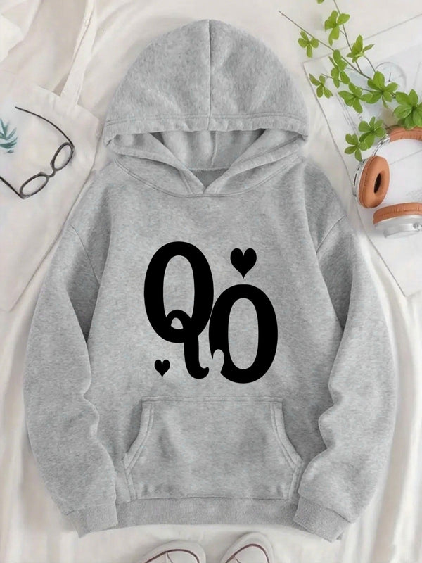 Black Letter Print Pattern on Sweatshirt.