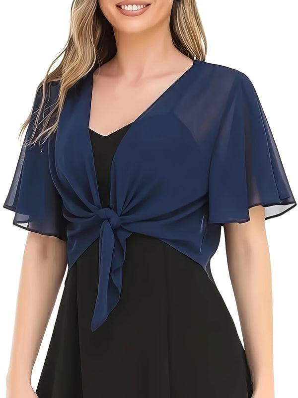 Women's Solid Color Short Sleeve Shirt Cardigan.