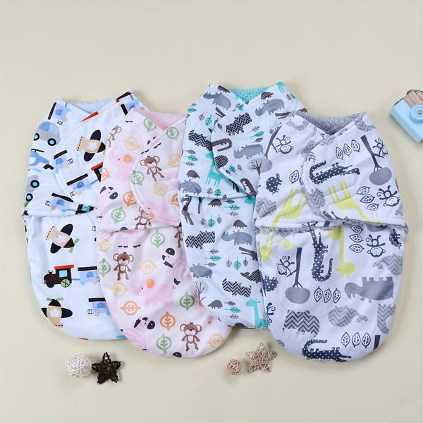 A Single-Pack Baby Swaddle Blanket with Cartoon Prints.