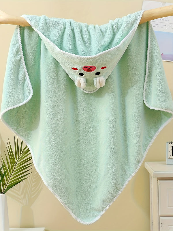 Baby's Animal Pattern Hooded Bathrobe, Multi-functional & Highly Absorbent.