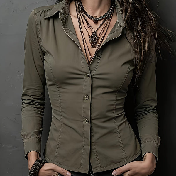 Women's Classic Vintage Dark Green Mature Western Style Slim.