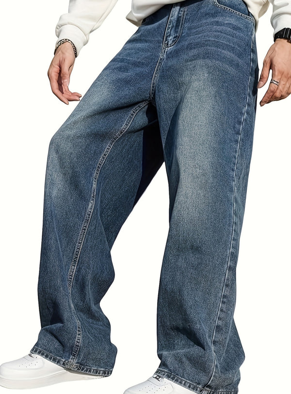 Men's Casual Wide-Leg Jeans That Are Versatile.