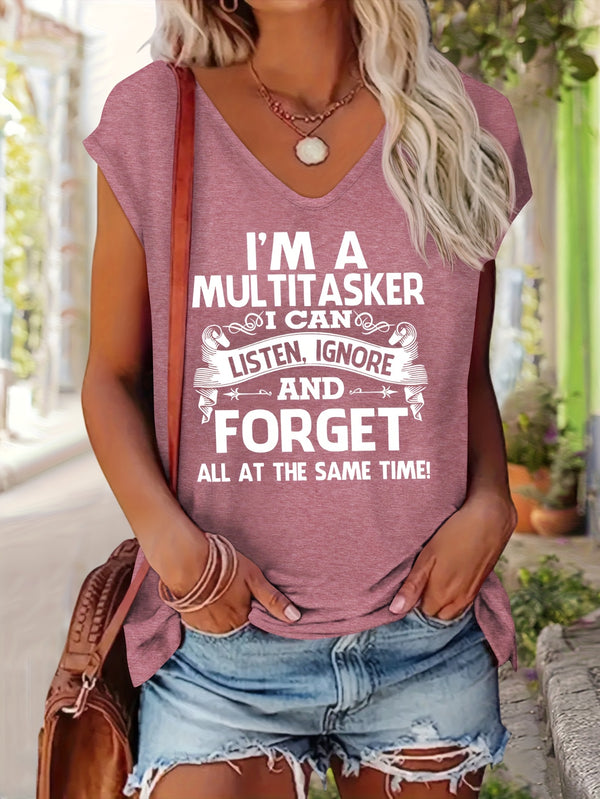 Women's Casual V-Neck Short Sleeve T-Shirt.