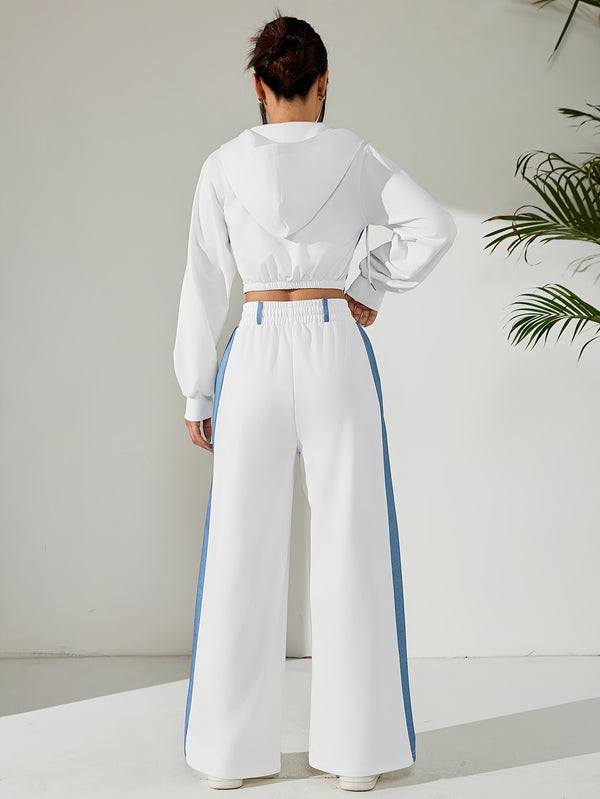 Women's Casual Elegant Straight-Leg Pants Spliced Suit.