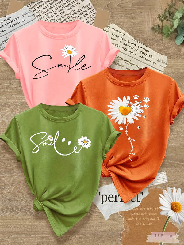 3 pcs Women’s Short-Sleeve Round-Neck T-Shirt.