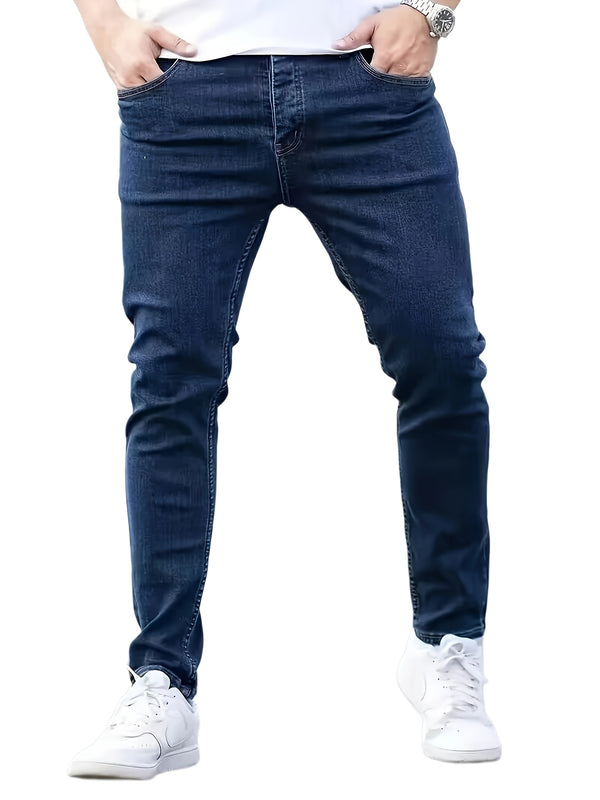 Men's Slim-Fit Stretchy Versatile Classic Solid Color Skinny Jeans.