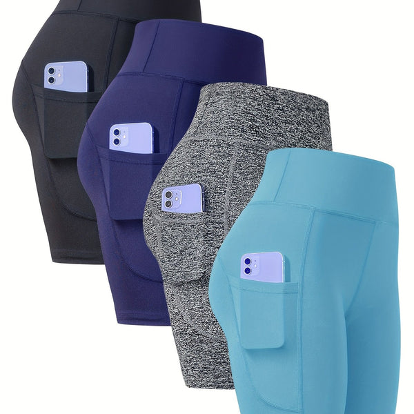 4-Pack Women’s Athletic Shorts, Fashion Yoga Shorts.