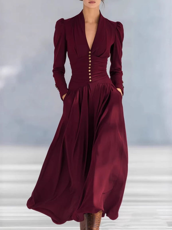 Women’s European and American Elegant Cinched Waist Dress.