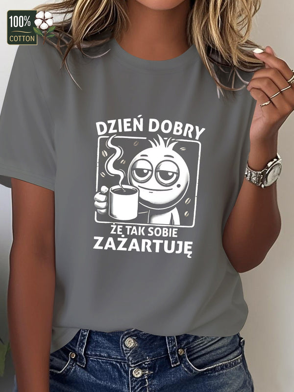Women's T-Shirt Made of Pure in a Fun Polish Design.