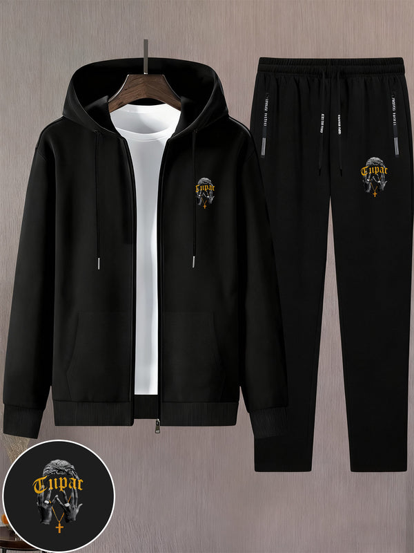 Men's Trendy Autumn And Winter Hooded Jacket Set.