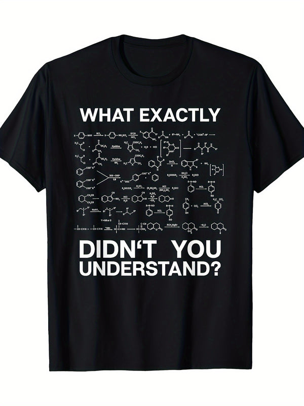 Men's Funny Chemistry T-Shirt with DNA/RNA/Protein Charts.