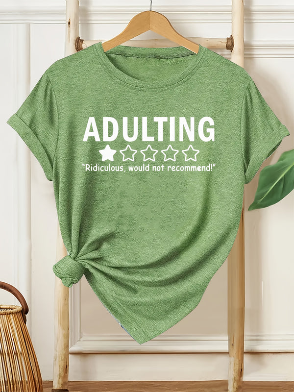 Women's Short Sleeve Printed Round Neck T-Shirt.