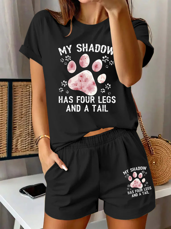 Women’s Graphic Print Two Piece Set, Short Sleeve T-shirt & Shorts.