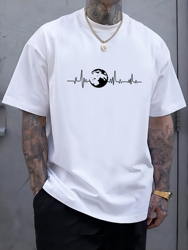 Plus Size Men’s Summer Short-Sleeve Graphic Print T-Shirt.