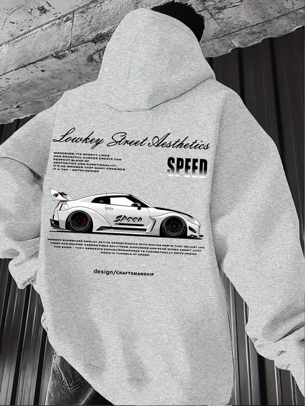 Racing Style, Element Pattern Print Men's Hoodie.