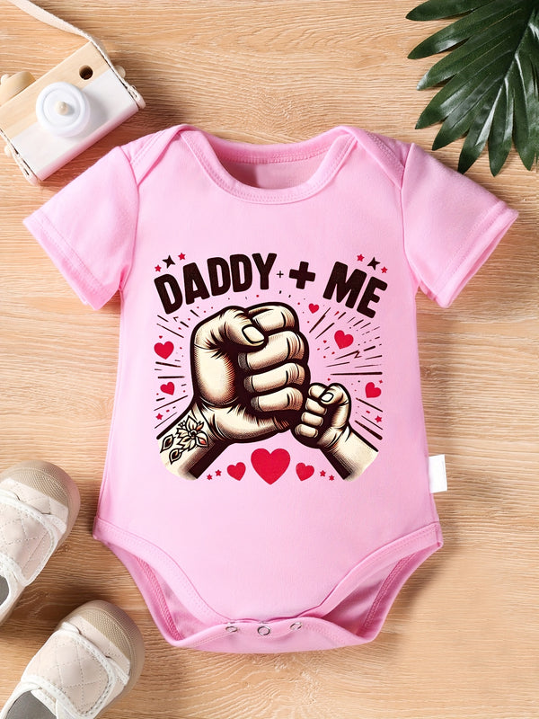PFCTX5050 Girls' and Boys' Triangle Bodysuit Daddy + Me Series Letter Print.
