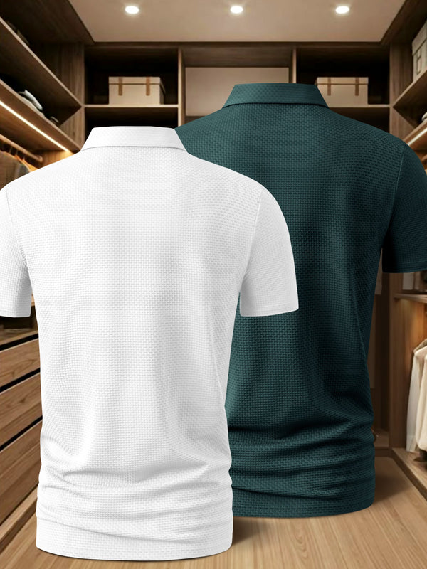 2pcs Men's shirt printed pattern Great Wall plaid pleated indentation craft.