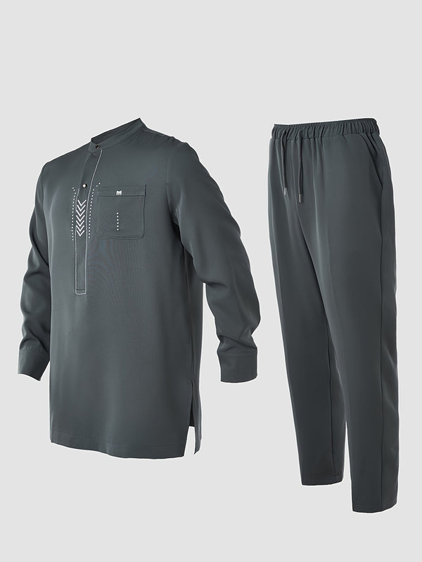 Men'S Elegant Dashiki 2pcs Set, Long Sleeves, Embroidery.