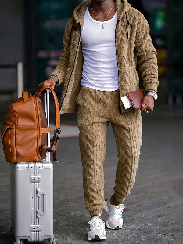 Men's Classic Sporty Casual Hooded Set, 2pcs Outfit with Long-Sleeve.