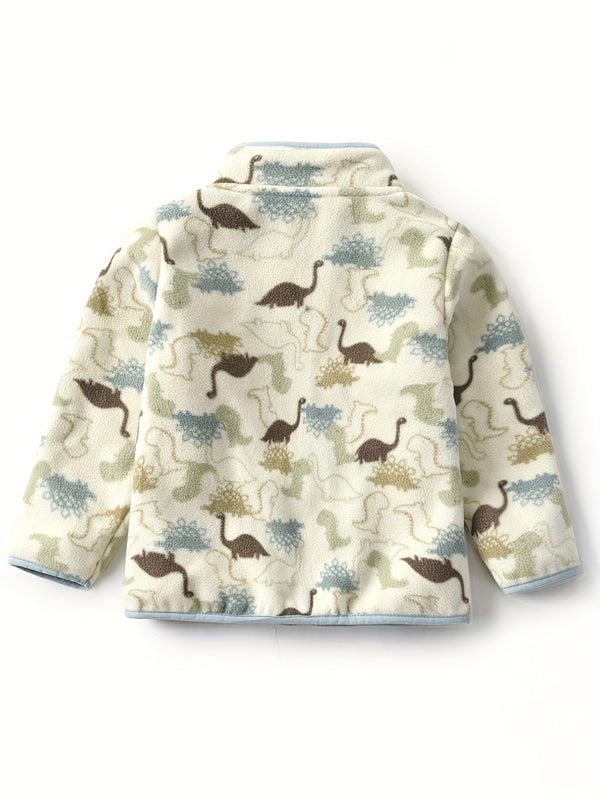 Boys' Cartoon Dinosaur Print Fleece Jacket Autumn/Winter.